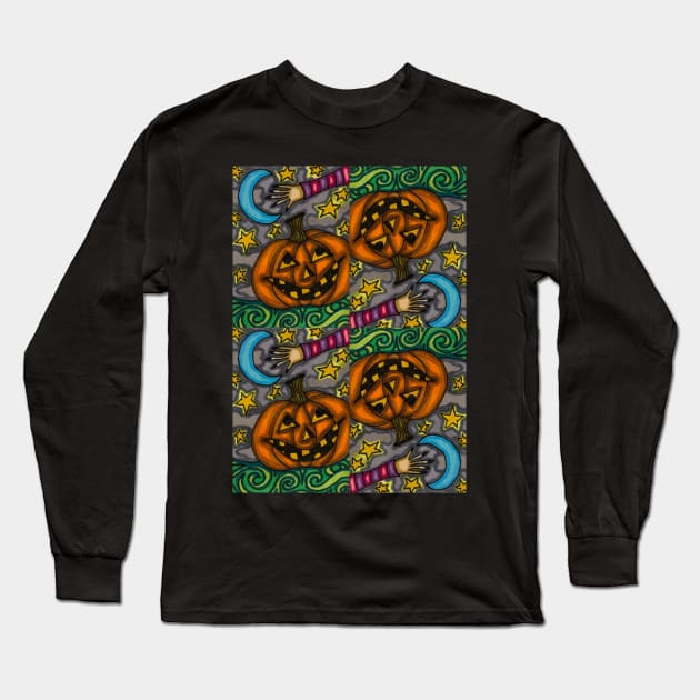 Trick o’treat Jack o’Lantern Long Sleeve T-Shirt by GemmasGems